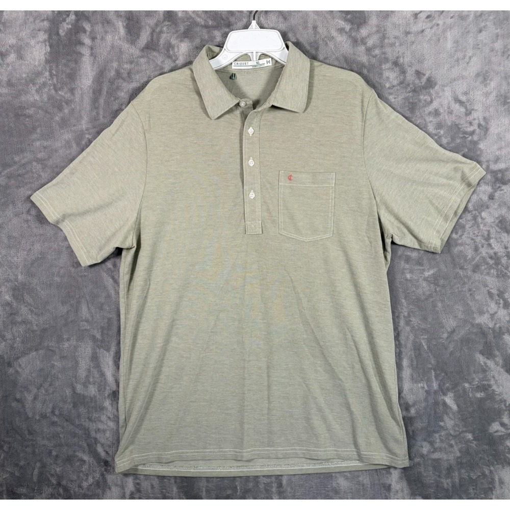 Criquet Golf Polo Players Shirt Mens XL Green Pocket Short Sleeve Pima Cotton